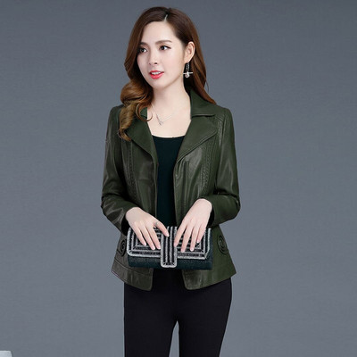 Γυναικείο μπουφάν σε τρία χρώματα από οικολογικό δέρμα