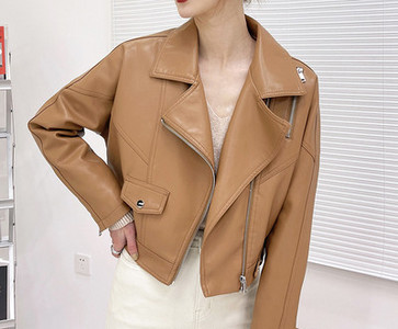 Νέο μοντέλο από οικολογικό δερμάτινο μπουφάν με φερμουάρ