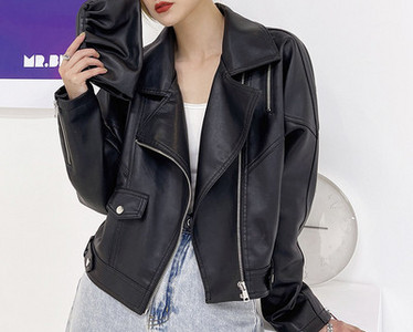 Νέο μοντέλο από οικολογικό δερμάτινο μπουφάν με φερμουάρ