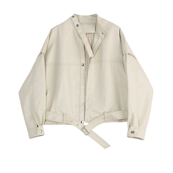 Geaca de dama din imitatie de piele cu centura