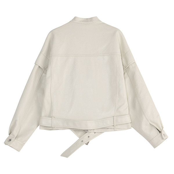 Geaca de dama din imitatie de piele cu centura