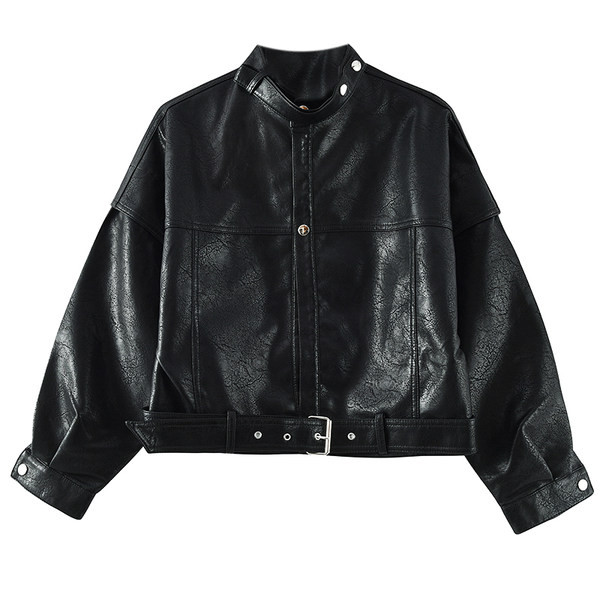 Geaca de dama din imitatie de piele cu centura