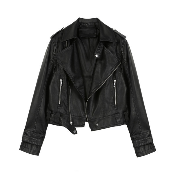 Női bőrkabát cipzárral, két színben