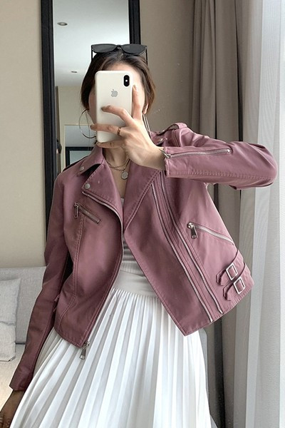 Tavaszi női kabát eko bőrből három színben