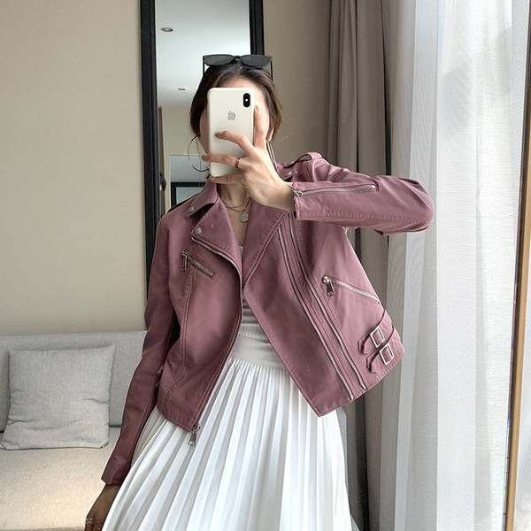 Tavaszi női kabát eko bőrből három színben