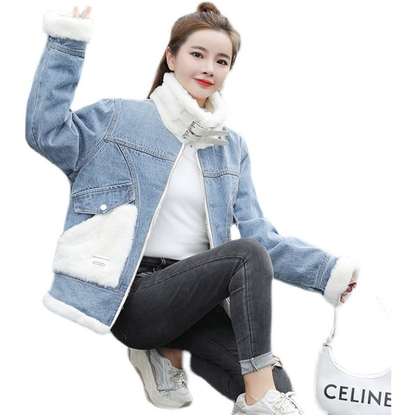 Női farmerdzseki meleg béléssel