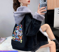 Női farmerdzseki hátul és lefelé rátéttel