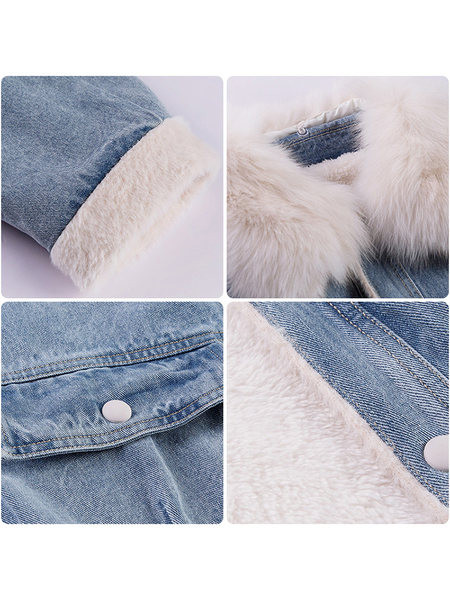 Jachetă de damă din denim model nou cu căptușeală din puf