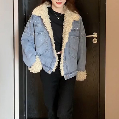 Jachetă de damă din denim cu căptușeală caldă