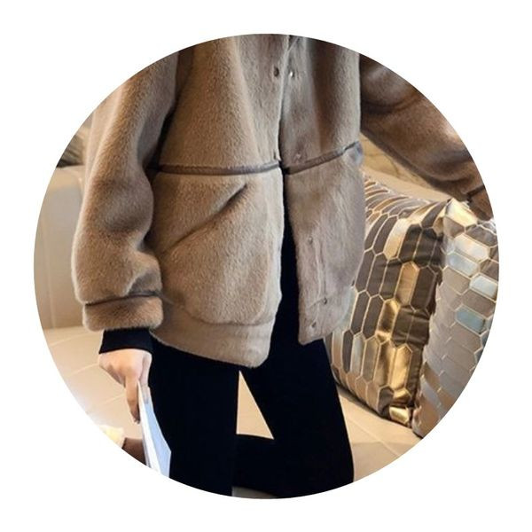 Jacheta de puf de dama cu talie inalta - culoare maro