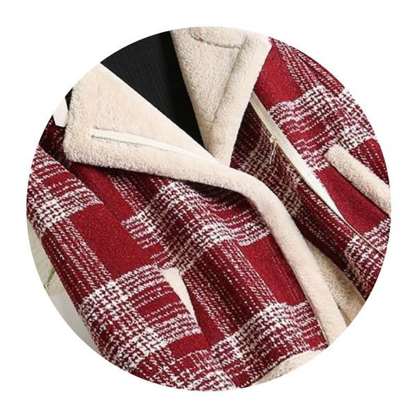 Női kockás kabát meleg béléssel