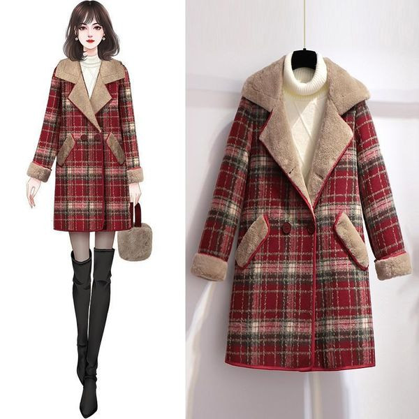 Női kockás pehelykabát zsebekkel