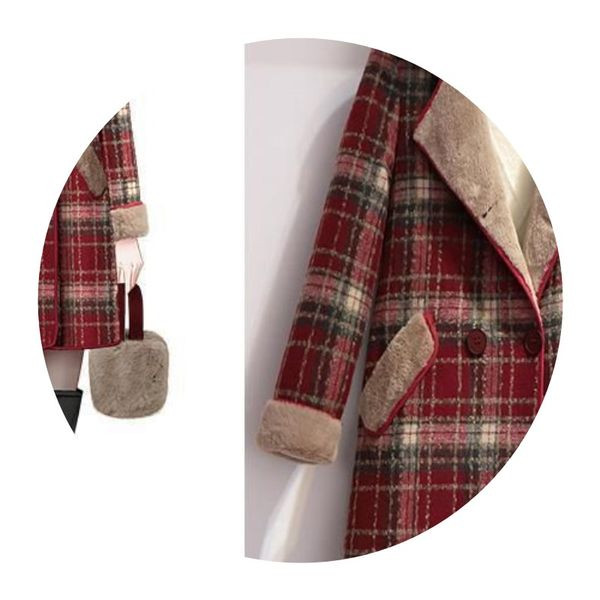 Női kockás pehelykabát zsebekkel