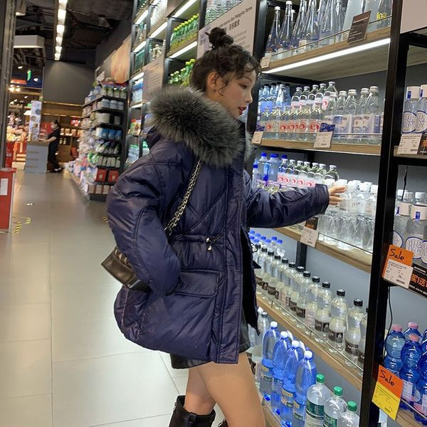 Geacă de iarnă pentru femei cu buzunar pentru glugă și legături în talie