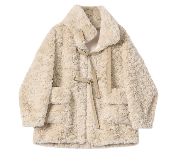 Női pehelykabát nyakkendővel és zsebekkel