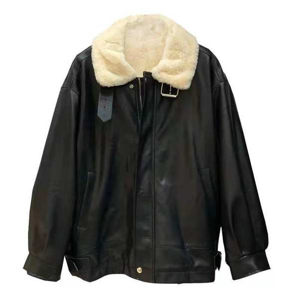 Új modell női bőrdzseki pehely béléssel - fekete színű