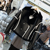 Rövid női bőrdzseki meleg béléssel