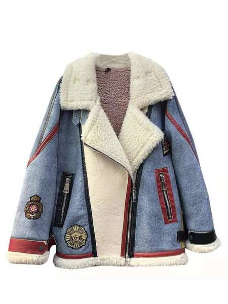 Női kabát cipzárral kék színben