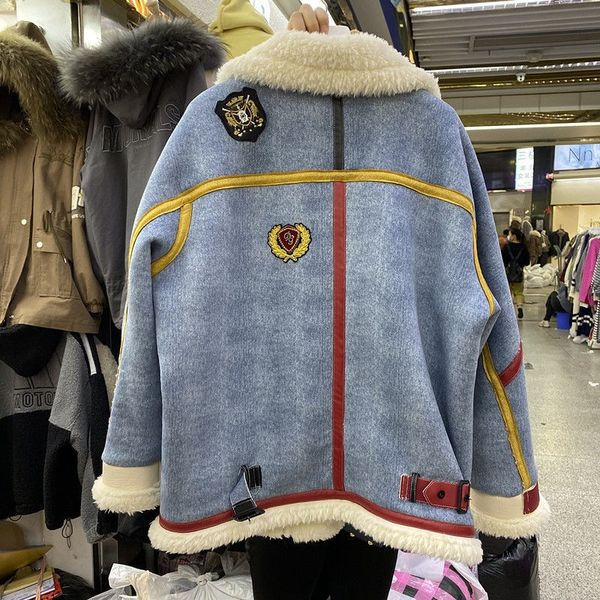 Női kabát cipzárral kék színben