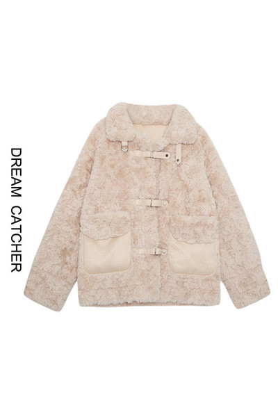 Palton de puf cu buzunare și nasturi