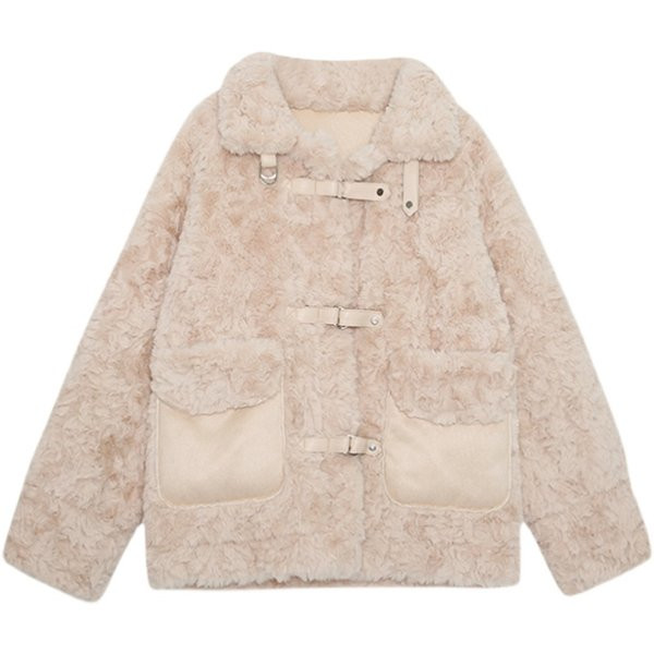 Palton de puf cu buzunare și nasturi