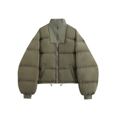 Νέο μοντέλο γυναικείο χειμωνιάτικο μπουφάν με ψηλό γιακά σε πράσινο χρώμα