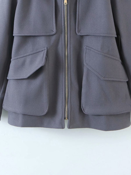 Γυναικείο φθινοπωρινό-χειμωνιάτικο μπουφάν με τσέπες και κουκούλα με πούπουλο