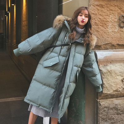 Női téli hosszú kabát cipzárral három színben