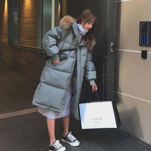 Női téli hosszú kabát cipzárral három színben