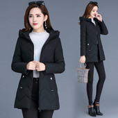 Női téli kabát cipzárral és zsebekkel, két színben