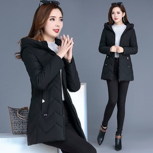 Női téli kabát cipzárral és zsebekkel, két színben
