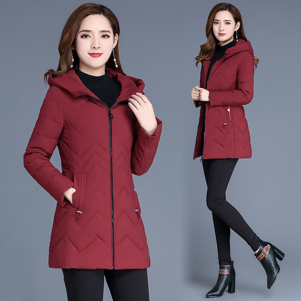 Női téli kabát cipzárral és zsebekkel, két színben