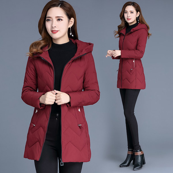 Női téli kabát cipzárral és zsebekkel, két színben