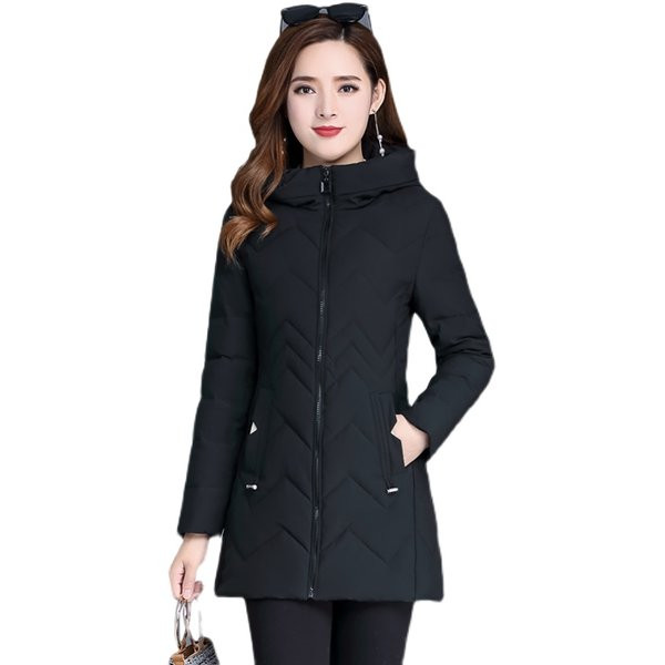 Női téli kabát cipzárral és zsebekkel, két színben