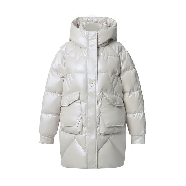 Hosszú női téli kabát kapucnival, három színben