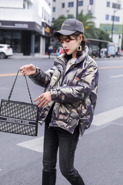 Női téli kabát négy színben cipzárral és zsebekkel