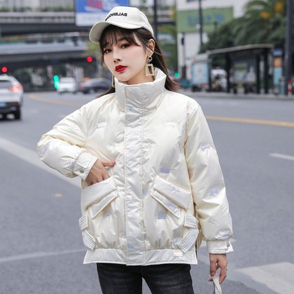 Női téli kabát négy színben cipzárral és zsebekkel