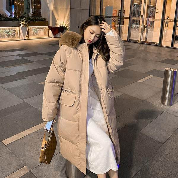 Geaca lunga dama model nou cu gluga cu puf