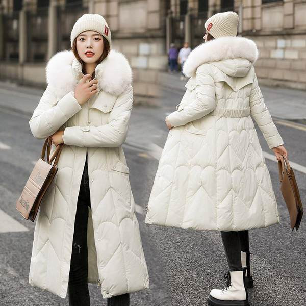 Geaca de iarna de dama cu puf pe gluga si curea