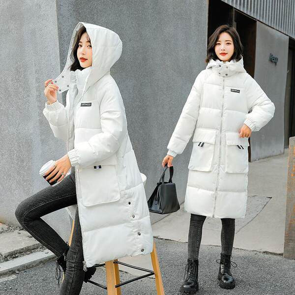 Meleg téli melegítő hosszú modell oldalsó gombokkal