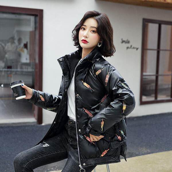 Geaca lata de dama cu guler inalt si fermoar