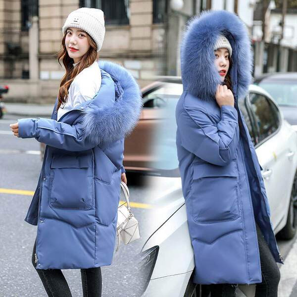 Meleg téli kabát nőknek - közepes hosszúságú
