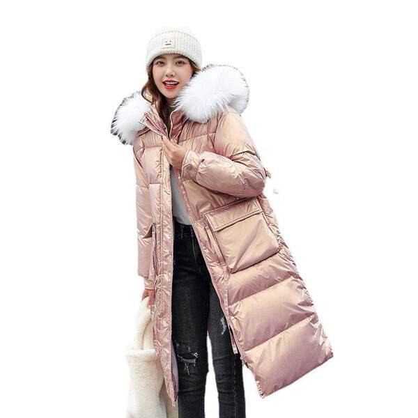 Meleg téli kabát hosszú modell, pehely kapucnival