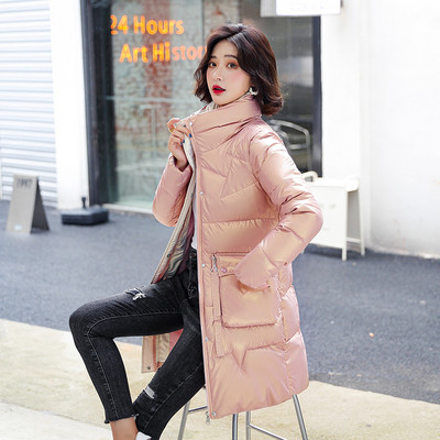 Modern női testreszabott meleg kabát magas gallérral