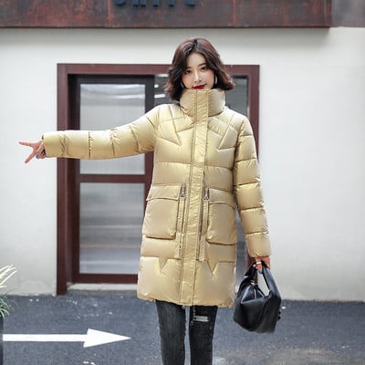 Modern női testreszabott meleg kabát magas gallérral