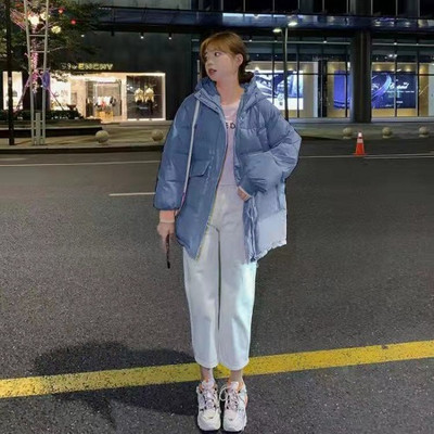 Női alkalmi kabát széles modell kapucnival