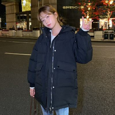 Női alkalmi kabát széles modell kapucnival