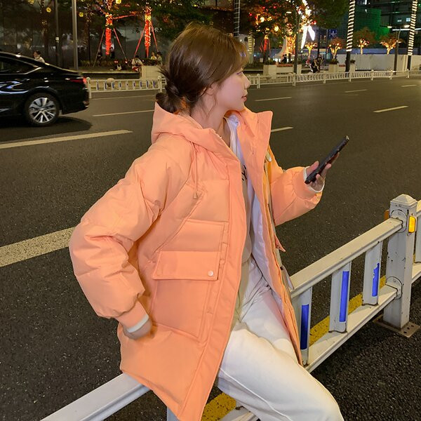 Női alkalmi kabát széles modell kapucnival