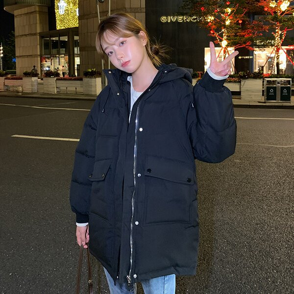 Női alkalmi kabát széles modell kapucnival