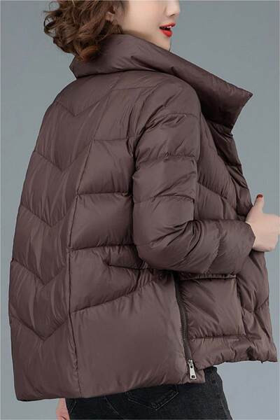 Jachetă scurtă asimetrică cu fermoare laterale